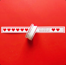 Load image into Gallery viewer, ID BANDS | VALENTINE HEARTS - Bushel & Peck Paper - set of 12 custom printed adustable vinyl travel bands for kids and adults