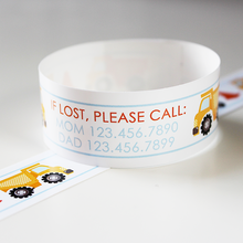 Load image into Gallery viewer, Custom Vinyl ID Bands - Set of 12 Dump Truck Bracelets