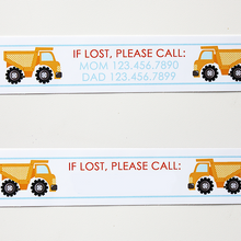 Load image into Gallery viewer, Custom Vinyl ID Bands - Set of 12 Dump Truck Bracelets