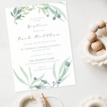 Load image into Gallery viewer, Birth Announcement BAPTISM INVITATIONS | GARDEN VINES freeshipping - Bushel & Peck Paper