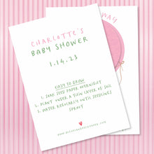 Load image into Gallery viewer, PARTY SEEDS™ | Seed Paper Baby Shower Favors | HOT AIR BALLOON - PINK - printed back
