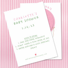 Load image into Gallery viewer, PARTY SEEDS™ | Seed Paper Baby Shower Favors | HOT AIR BALLOON - PINK - printed back