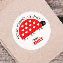 Load image into Gallery viewer, Valentine Stickers - 3" Round - Love Bug