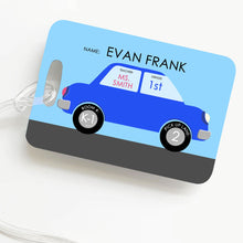 Load image into Gallery viewer, LUGGAGE TAG | BLUE CAR - Bag Tags by Bushel & Peck Paper - Custom Printed Back Pack Tag 16.00