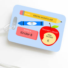 Load image into Gallery viewer, LUGGAGE TAG | SCHOOL SUPPLIES - Bushel & Peck Paper - Custom Printed Back Pack Tag 16.00