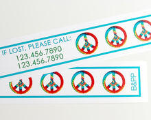 Load image into Gallery viewer, Custom Vinyl ID Bands - Set of 12 Peace Sign Bracelets