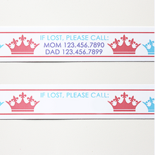 Load image into Gallery viewer, Custom Vinyl ID Bands - Set of 12 Princess Crown Bracelets