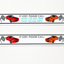Load image into Gallery viewer, Custom Vinyl ID Bands - Set of 12 Race Car Bracelets