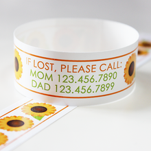 Load image into Gallery viewer, Custom Vinyl ID Bands - Set of 12 Sunflowers Bracelets