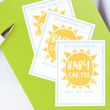 Load image into Gallery viewer, Custom Bookplates - Set of 12 Personalized Sunshine Baby Shower Book Labels
