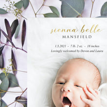 Load image into Gallery viewer, Birth Announcement - Gold Script Foil freeshipping - Bushel &amp; Peck Paper
