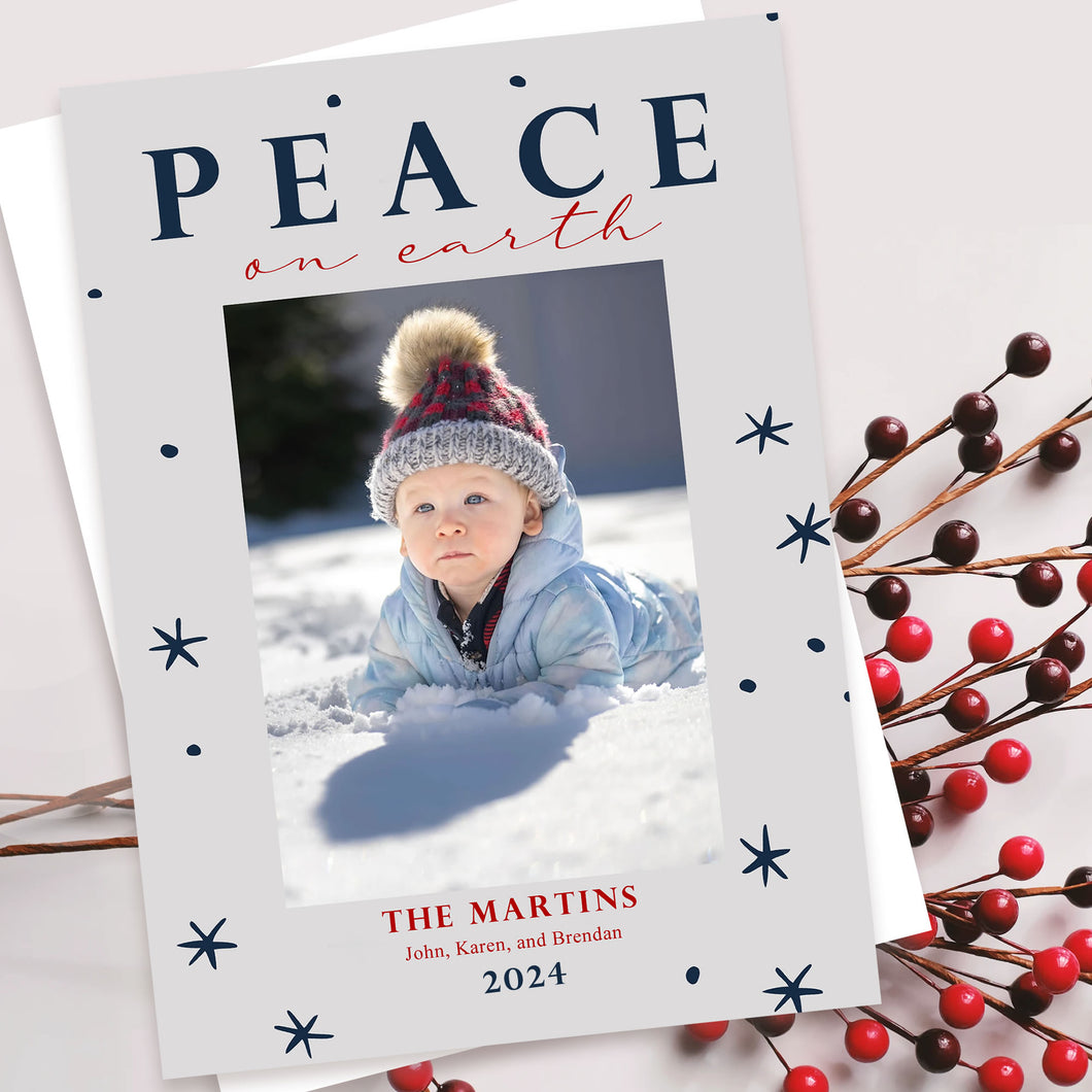 HOLIDAY PHOTO CARDS | PEACE ON EARTH Bushel & Peck Paper