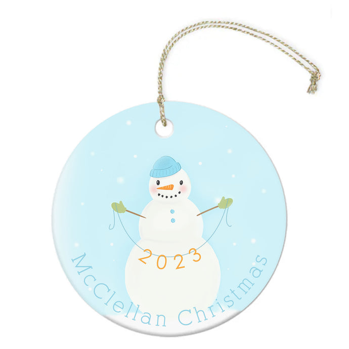 Round Ceramic Ornament | SNOWMAN Bushel & Peck Paper