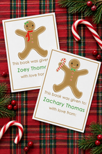 Load image into Gallery viewer, Gingerbread holiday bookplates flat-lay Pinterest image
