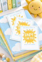 Load image into Gallery viewer, Sunshine baby shower bookplates Pinterest image
