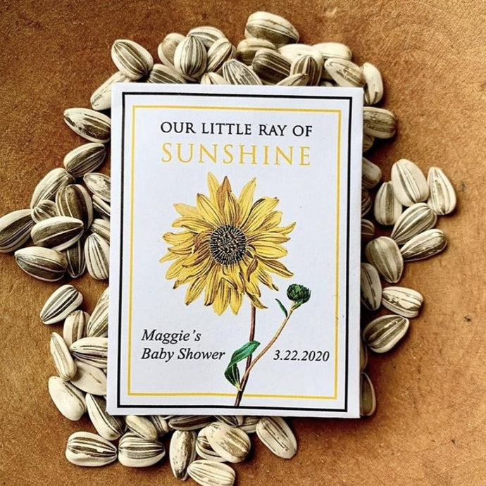 Baby Shower Sunflower-Favors™ - RAY OF SUNSHINE! SEED PACKET FAVORS freeshipping - Bushel & Peck Paper
