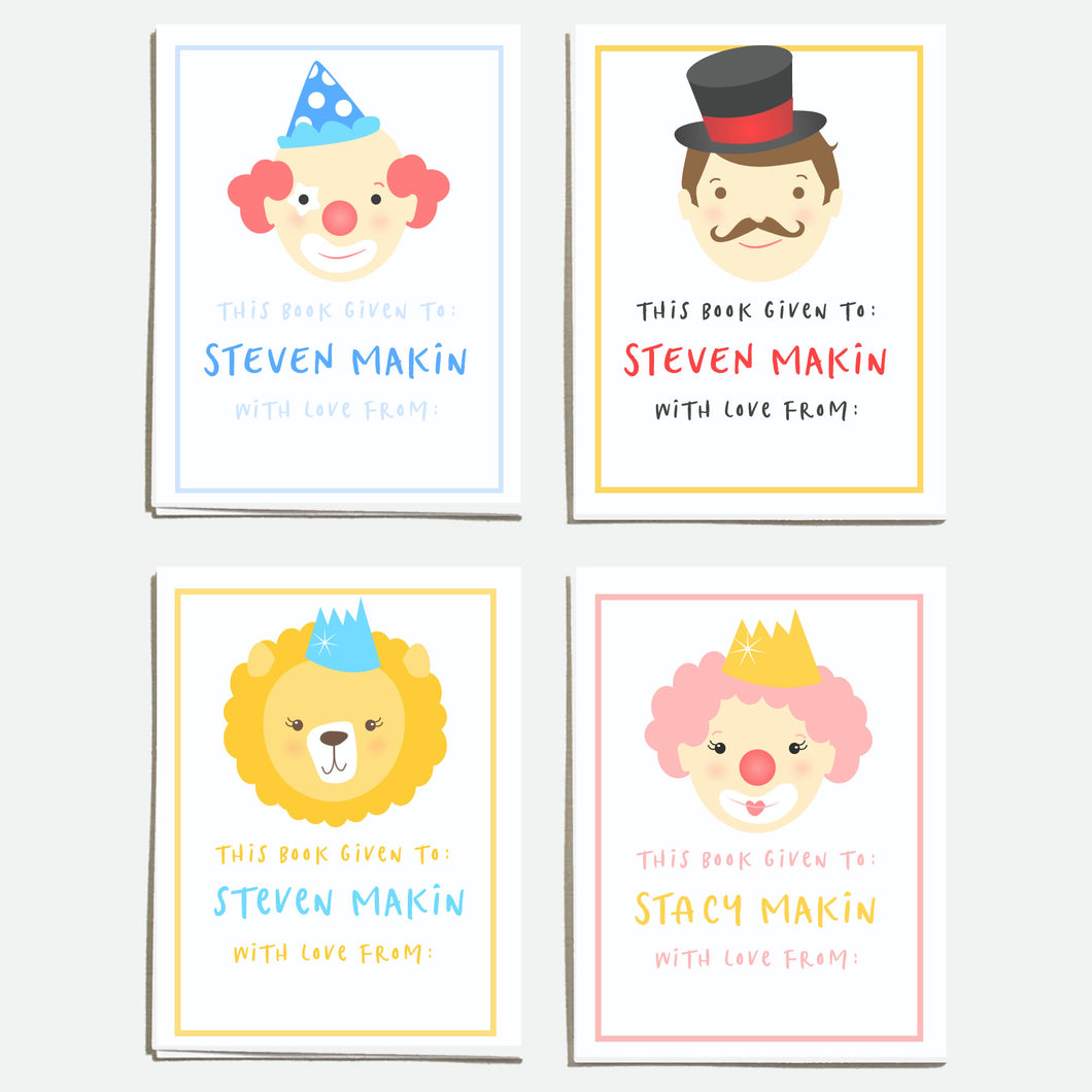 Custom Bookplates - Assorted Set of 12 Personalized Circus Book Labels freeshipping - Bushel & Peck Paper