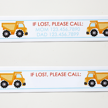 Load image into Gallery viewer, Custom Vinyl ID Bands - Set of 12 Dump Truck Bracelets
