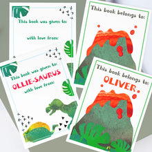 Load image into Gallery viewer, Custom Bookplates - Assorted Set of 12 Personalized Dino Geo Book Labels
