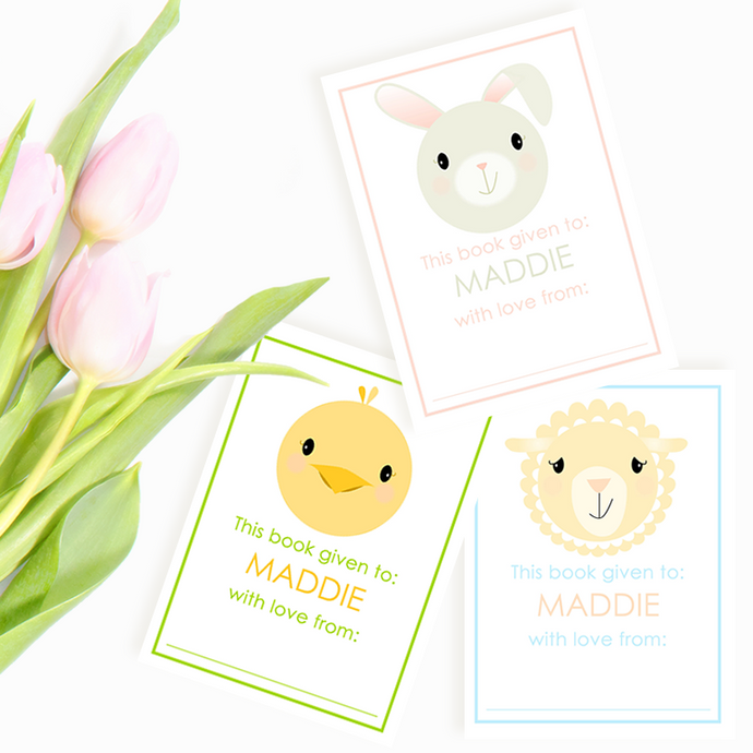 Custom Bookplates - Set of 12 Personalized Spring Critters Book Labels