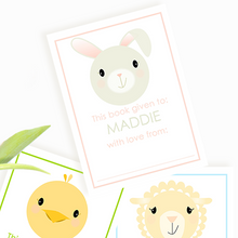 Load image into Gallery viewer, Custom Bookplates - Set of 12 Personalized Spring Critters Book Labels
