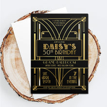 Load image into Gallery viewer, INVITATIONS | Gatsby Party themed invitations and envelopes - custom printed
