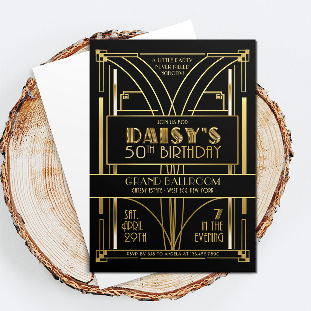 INVITATIONS | Gatsby Party themed invitations and envelopes - custom printed