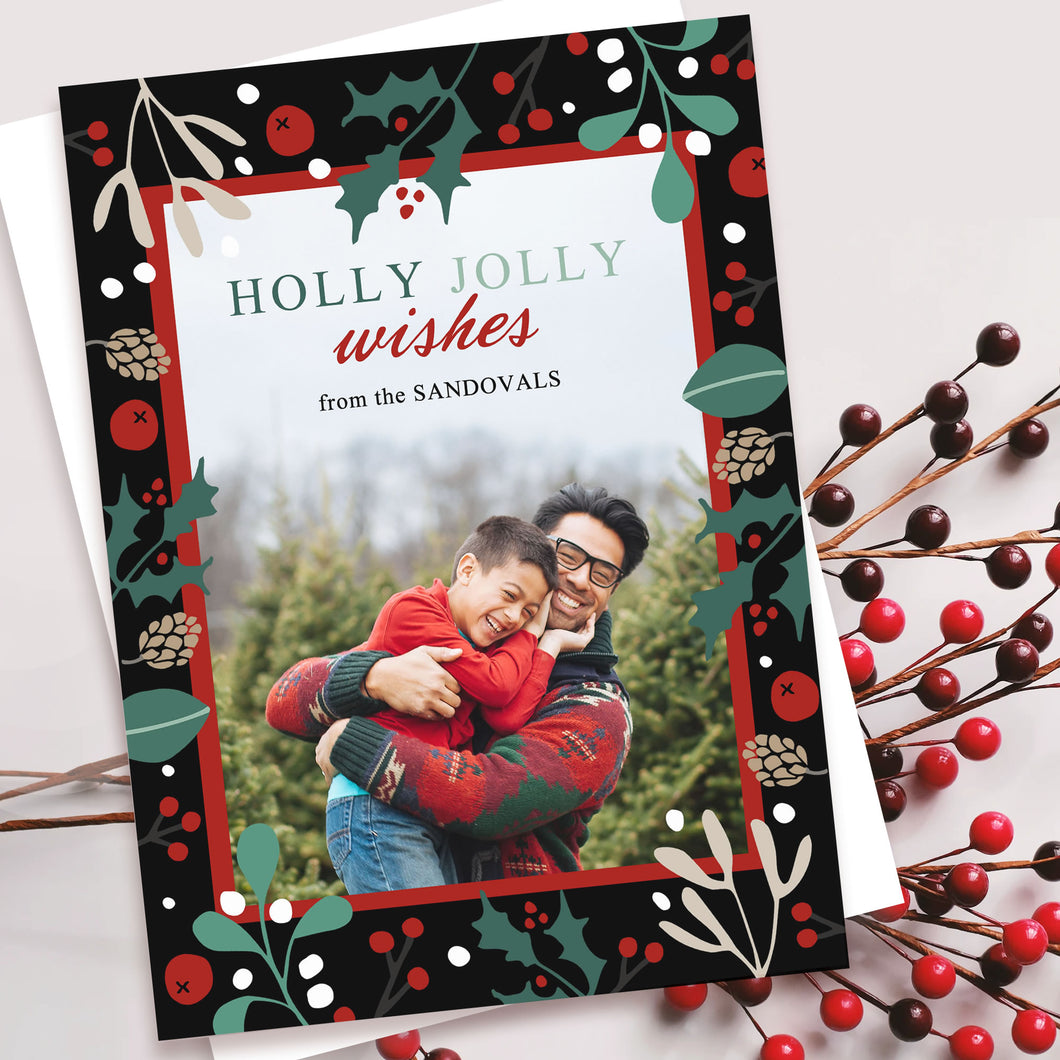 HOLIDAY PHOTO CARDS | HOLLY JOLLY Christmas Cards by Bushel & Peck Paper