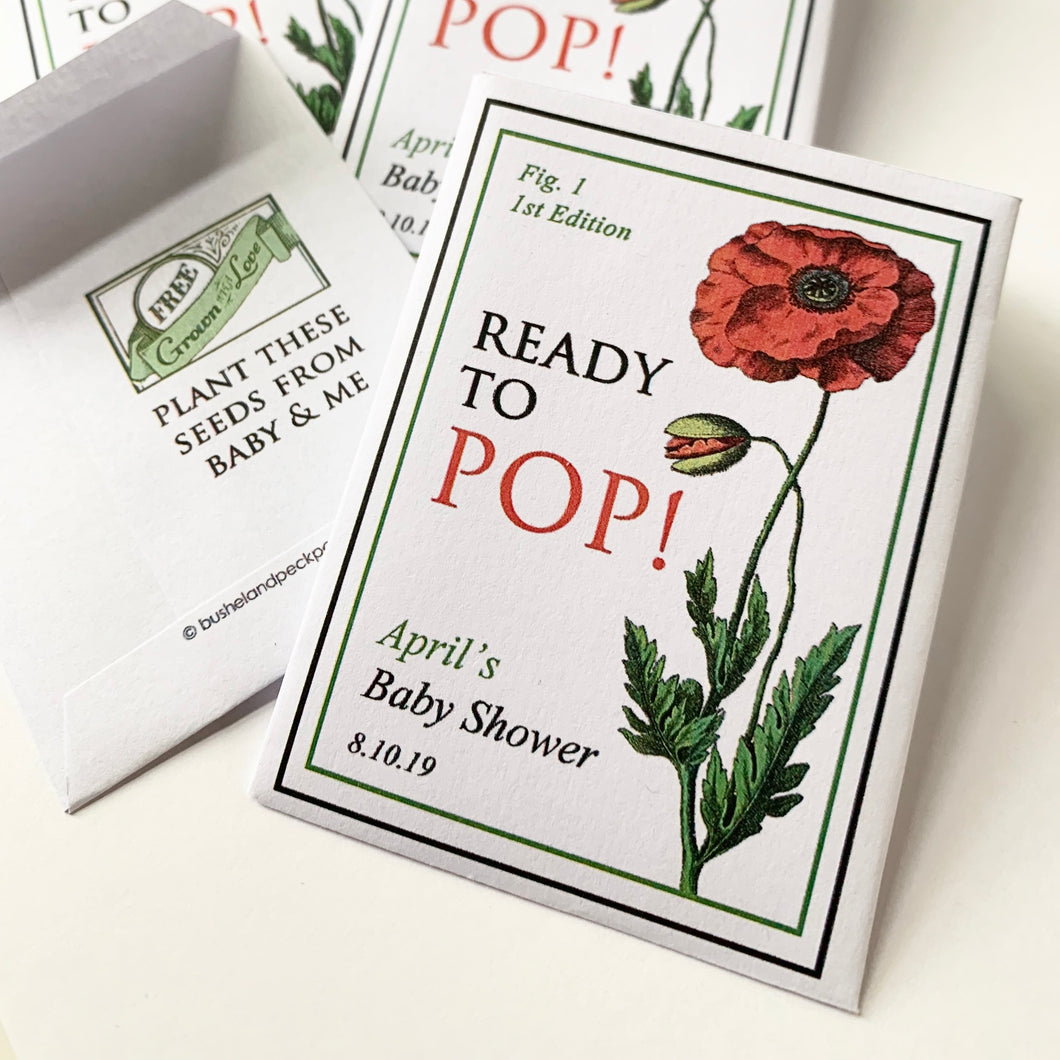 Baby Shower Poppy-Favors™ - READY TO POP! SEED PACKET FAVORS