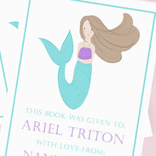 Load image into Gallery viewer, Custom Bookplates - Set of 12 Personalized Mermaid Book Labels Bushel &amp; Peck Paper
