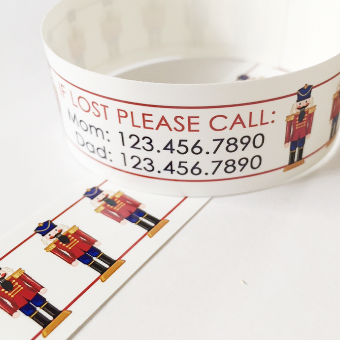 Custom Vinyl ID Bands - Set of 12 Nutcracker Bracelets