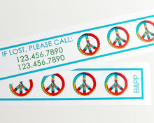 Load image into Gallery viewer, Custom Vinyl ID Bands - Set of 12 Peace Sign Bracelets
