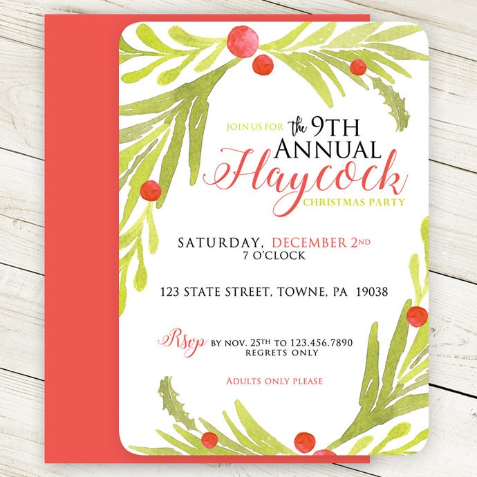 Holiday Invites - Pine Bough freeshipping - Bushel & Peck Paper