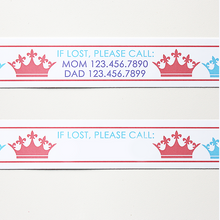 Load image into Gallery viewer, Custom Vinyl ID Bands - Set of 12 Princess Crown Bracelets
