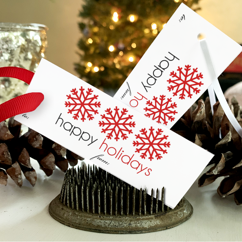 PRINTABLE Holiday Gift Tags - Red Snowflakes freeshipping - Bushel & Peck Paper