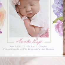 Load image into Gallery viewer, Birth Announcement - Rose Garden freeshipping - Bushel &amp; Peck Paper
