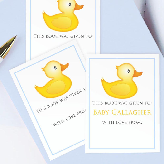 Custom Bookplates - Set of 12 Personalized Rubber Ducky Book Labels