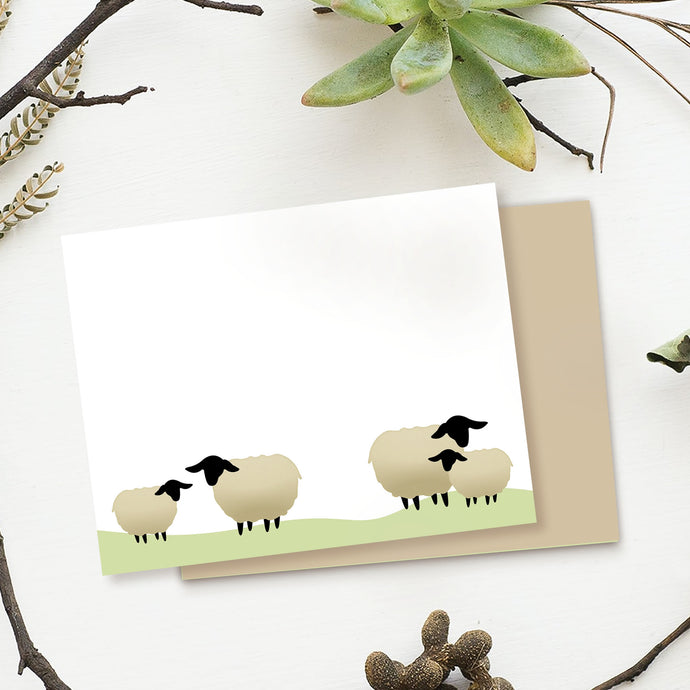 SALE - Blank Note Cards - Suffolk Sheep - by Bushel & Peck Paper