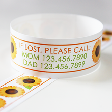 Load image into Gallery viewer, Custom Vinyl ID Bands - Set of 12 Sunflowers Bracelets
