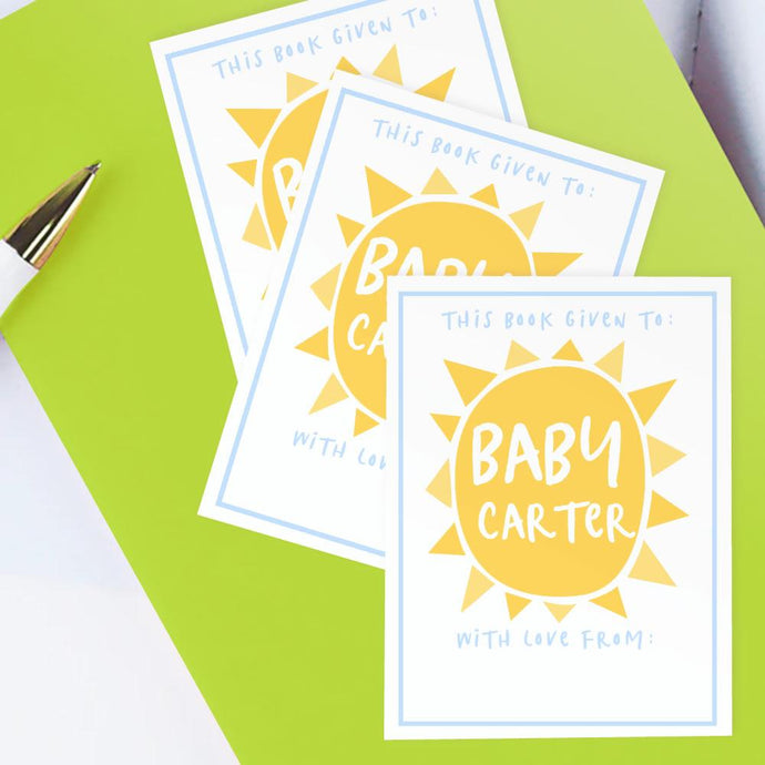 Custom Bookplates - Set of 12 Personalized Sunshine Baby Shower Book Labels