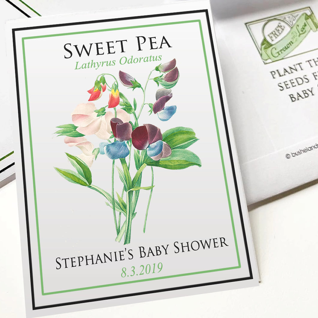 Baby Shower Seed-Favors™ - SWEET PEA SEED PACKET FAVORS