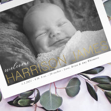 Load image into Gallery viewer, Birth Announcement - Welcome Gold Foil - Bushel &amp; Peck Paper
