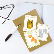 Load image into Gallery viewer, Custom Bookplates - Set of 12 Personalized Woodland Book Labels
