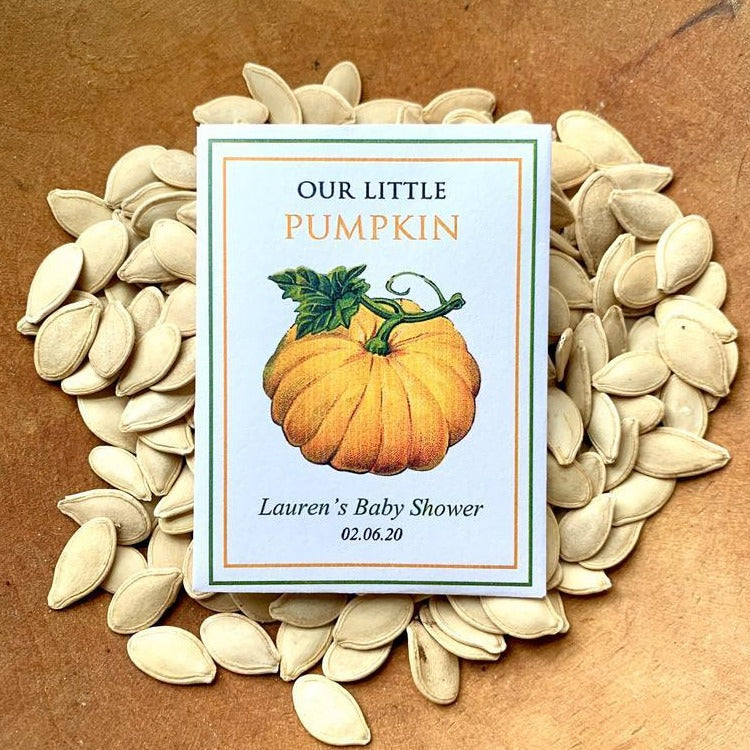 Baby Shower Seed-Favors™ - OUR LITTLE PUMPKIN SEED PACKET FAVORS freeshipping - Bushel & Peck Paper
