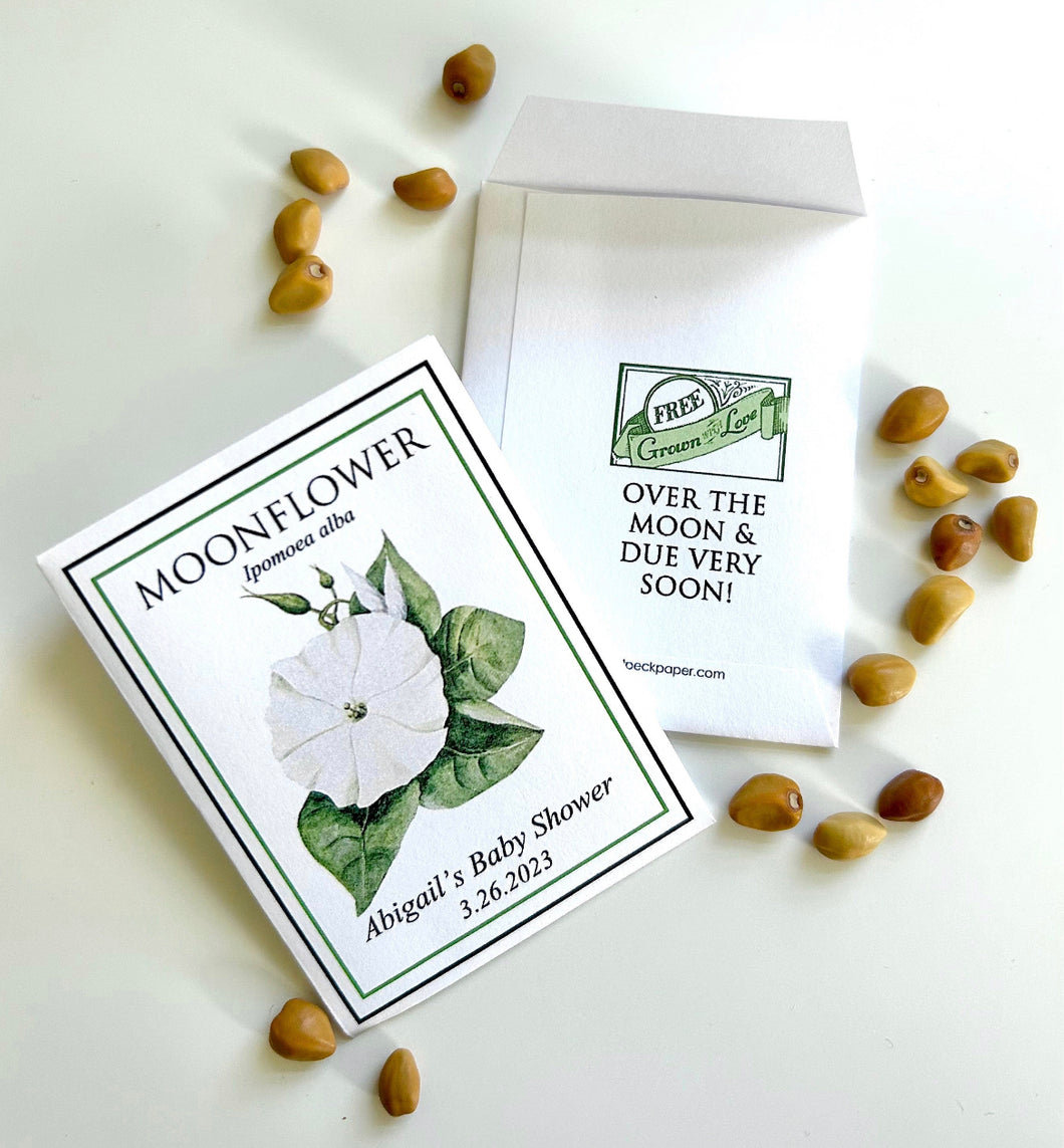 SEED FAVORS | MOONFLOWER - Bushel & Peck Paper Seed Packet Baby Shower Favors set of 20  25.00